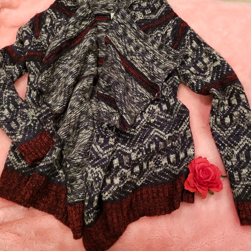 Layered knit cardigan